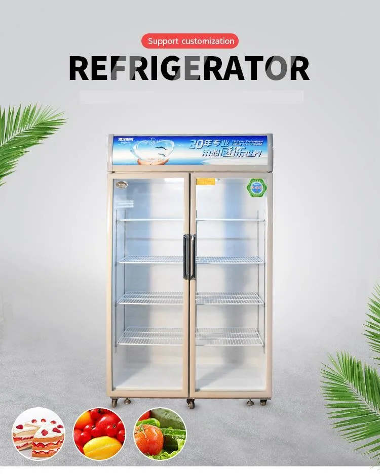 LED Light Display Chiller Display Refrigerator Upright Commercial Beverage